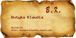 Butyka Klaudia névjegykártya